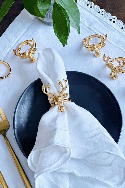 Arma House 6-Piece Luxury Deer Gold Napkin Ring