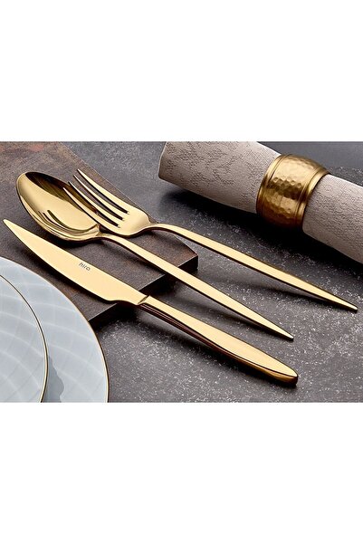 GULHANILE Gold 18 Piece Spoon Fork Knife Set for 6 Persons Istanbul Lisbon