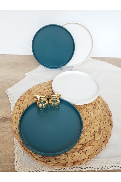 GULHANILE Stackable Matte Blue White 6 Piece Breakfast Set for 6 Persons