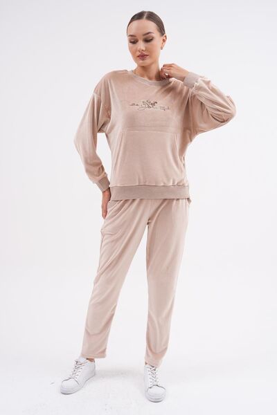 WestBound Σετ γυναικεία αθλητική φόρμα Soft Velvet Printed - ΜΠΕΖ