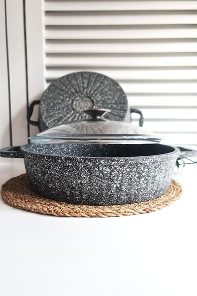 GULHANILE Taç Valeriya Ultra Granite Casting 28 Cm Flat Pot Fireproof Non-Stick