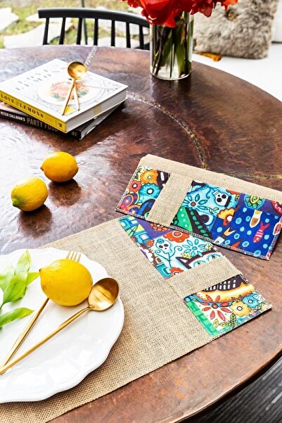 Arma House 2'li Different El Yapımı Kaşıklık Detaylı Jüt Amerikan Servisi