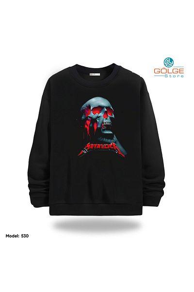 Gölge Store Metallica Chest Printed Slimfit Crew Neck 2 Thread Unisex Sweatshirt