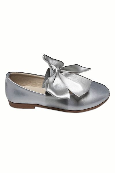 welissa Pantofi de balerină cu fundă argintie pentru fete