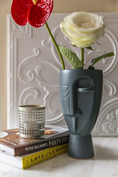 Arma House Nordic Lüx Modern Art - Vază și figurină cu față albastră (9)