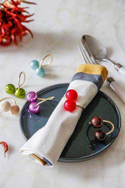 Arma House 6-Piece Lollipop Rainbow Gold Ring Napkin Ring