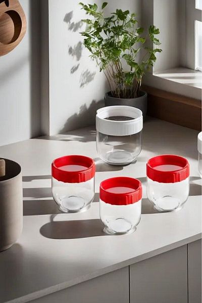 Arma House 3-Piece Red Little Bonny Lockable Storage Container 550 ml