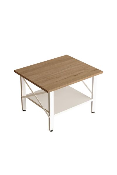 Yurudesign Molena Orta Sehpa Ofis Sehpa Beyaz Metal Ayaklı Sepet-Beyaz MA6-SW