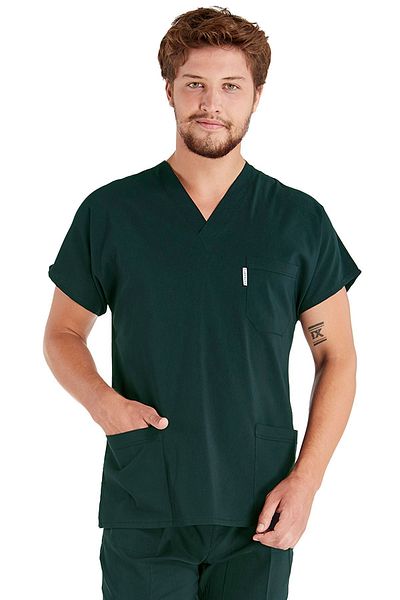 Alsancak Üniforma Men's Duckhead Green Lycra Thin Fabric Scrubs Doctor Nurse Jersey Bat Sleeve Surgical Suit