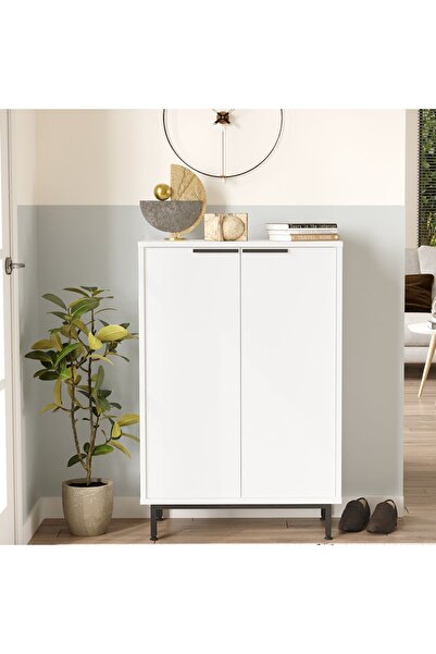 Yurudesign Artego Ayakkabılık Metal Ayaklı 5 Raflı Beyaz AG1-W