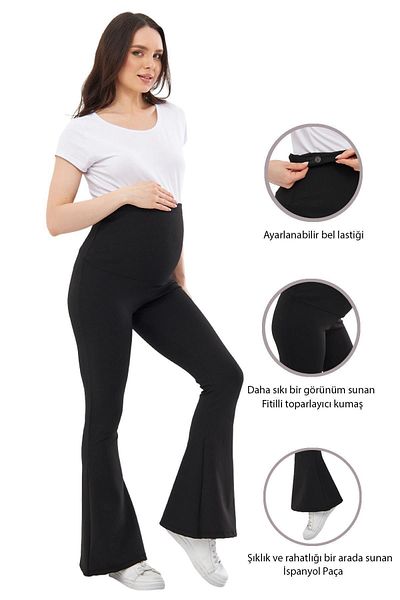 Luvmabelly MYRA8230 - Jambiere de maternitate pentru picior spaniol sezonier cu snur, talie reglabilă