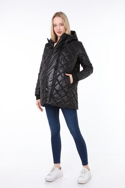 Luvmabelly Myra7800 Black Maternity Coat - Quilted