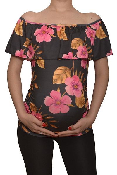 Luvmabelly Maternity 2513 Boat Neck Maternity Blouse