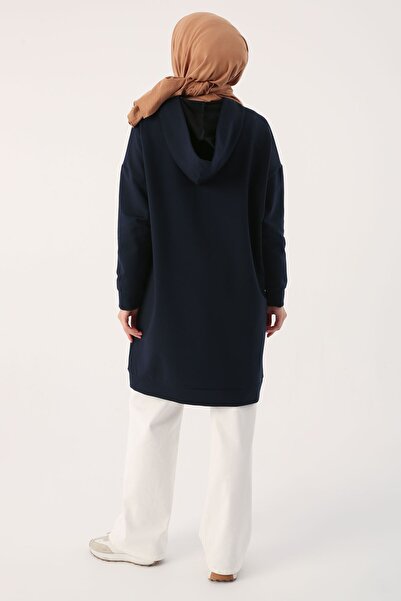 ALLDAY Navy Blue Hooded Zippered Sweat Cardigan