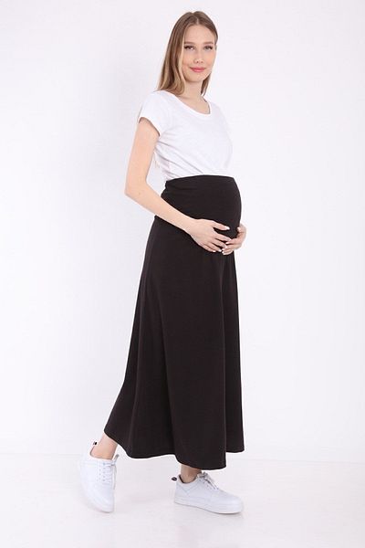 Luvmabelly Myra9030 تنورة أمومة بخصر قابل للتعديل - أسود