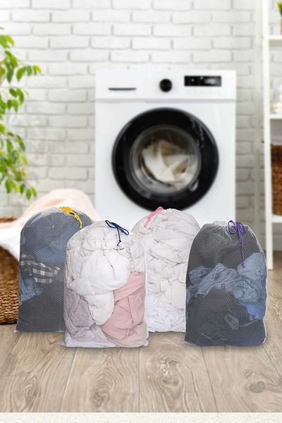 Özlem Toys 4 Pieces Lux Colored Threaded Laundry Net 40x60 Cm