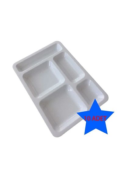 Volos 10 Pieces 5 Compartment Unbreakable Polycarbonate Breakfast Serving Plate (Table D'hôte Serving Plate)