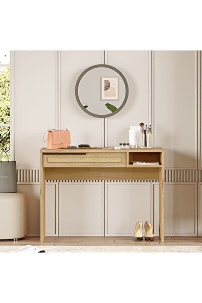 Yurudesign Ocean Makyaj Masası Aynalı Çekmeceli Uv Baskı Sepet-jüt