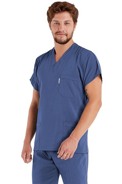 Alsancak Üniforma Ανδρικό Storm Blue Lycra λεπτό ύφασμα Scrubs Doctor Nurse Τζέρσεϊ χειρουργική στολή με νυχτερίδα