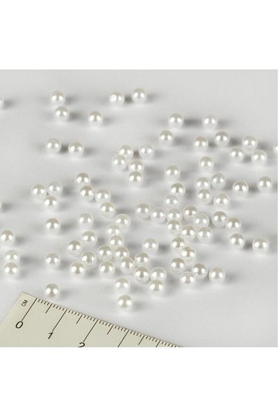 PASAMİA 4 Mm White Pearl Beaded Package - 25 Gr (Proximity 600-640 Pieces)