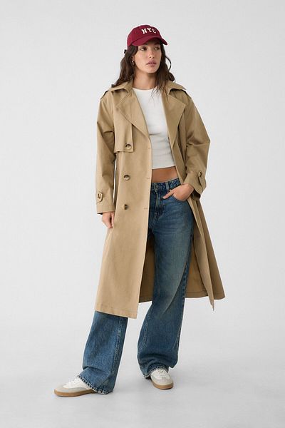 Stradivarius Beige Women Overcoat Trench Coat Styles Prices Trendyol