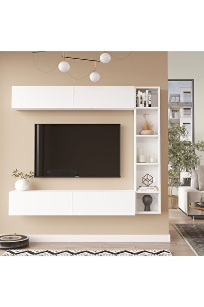 Yurudesign Cohen Tv Ünitesi Kitaplık Duvara Monte Beyaz CN1-W