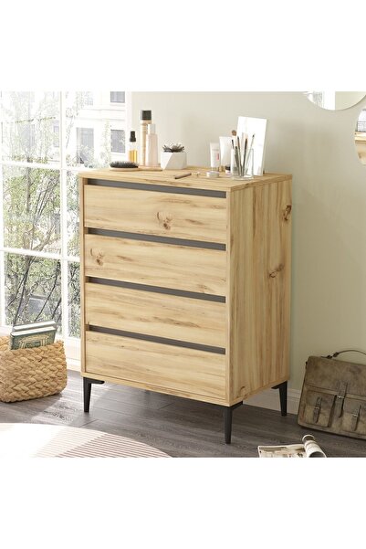 Yurudesign Aristo Şifonyer 4 Çekmeceli 98cm Keçe-antrasit Ar7-ka