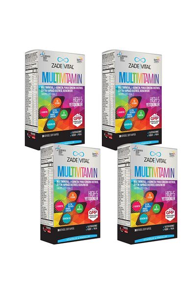 Zade Vital Multivitamin Multimineral (4 Boxes 120 Capsules) Contains Coenzyme Q10, L-carnitine, Panax Ginseng