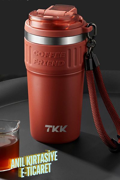 Vagonlife Tkk New Collection - 630ml Stainless Steel Thermos with Hanger Coffee Mug Flask