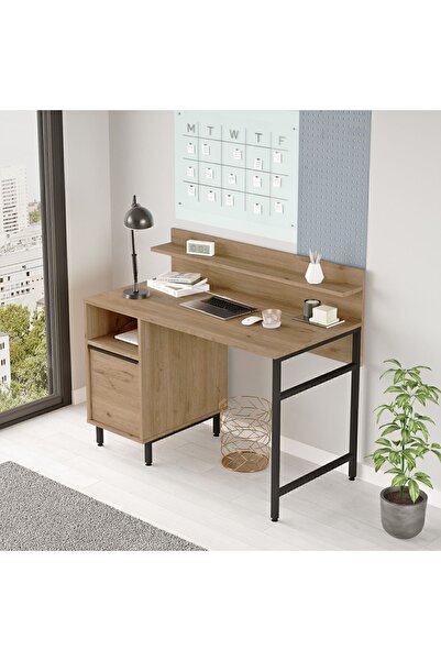 Yurudesign Ocean Çalışma Masası Raflı Dolaplı Metal Ayaklı Sepet On16-s