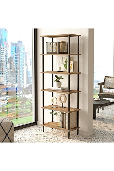 Yurudesign Noble Metal Kitaplık 6 Raflı 158cm Atlantik Çam Nb3-a