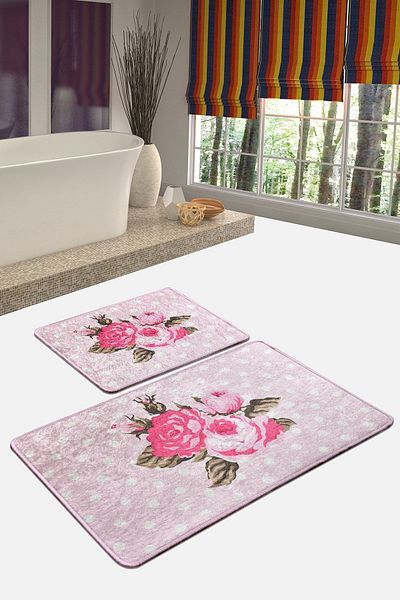 Chilai Home Set de 2 piese Pink Monet - Covoraș de baie și set de toaletă