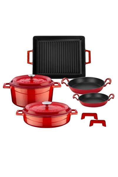 Lava Payidar Trendy 8 Parça Kırmızı Döküm Tencere Seti