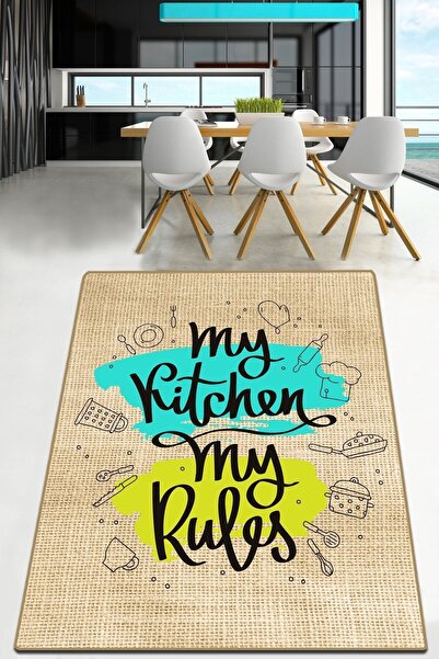 Chilai Home Rende Mutfak Halısı Kaymaz Taban Yıkanabilir Leke Tutmaz Djth