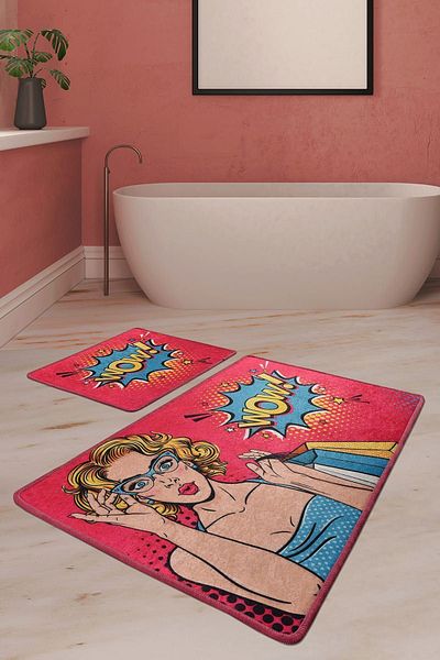 Chilai Home Pop Art Σετ Χαλιά Μπάνιου 2 τεμαχίων - Χαλάκι πόρτας Djtbanyo