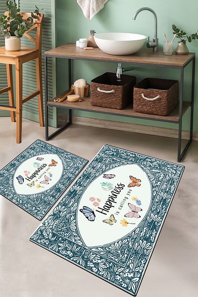 Chilai Home 2-Piece Callıng You Bath Set: Carpet and Mat