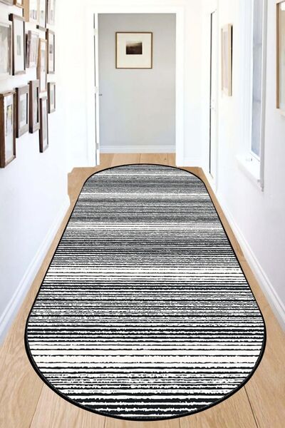 Slide Dark Machine Washable Anti-Slip Base Stain Resistant Digital Oval Living Room Rug Kitchen Rug and Runner