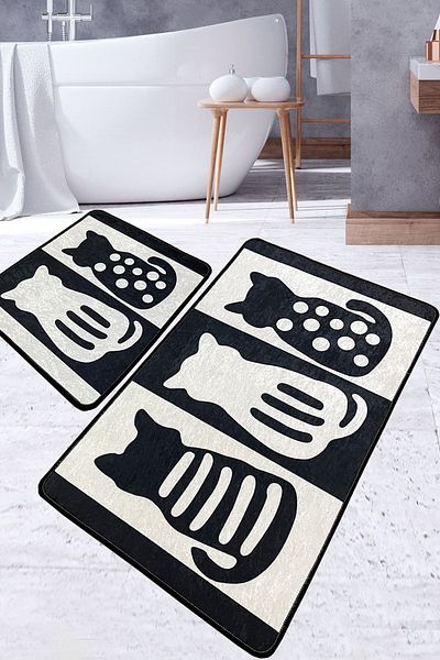 Chilai Home Meo Bathroom Rug Set of 2 Washable, Non-Slip Base Bathroom Djtbanyo