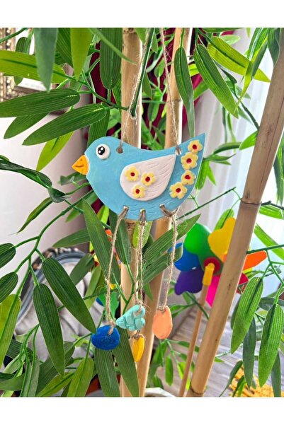 Okyanus Butik 5 قطع لاكي بيرد - زخرفة شجرة الحديقة والشرفة مصنوعة من مسحوق حج...