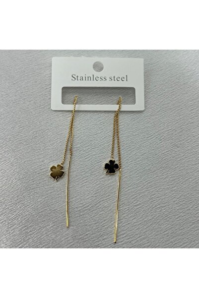 Lavienta Sallantılı Yonca İçten Geçmeli Çelik Küpe