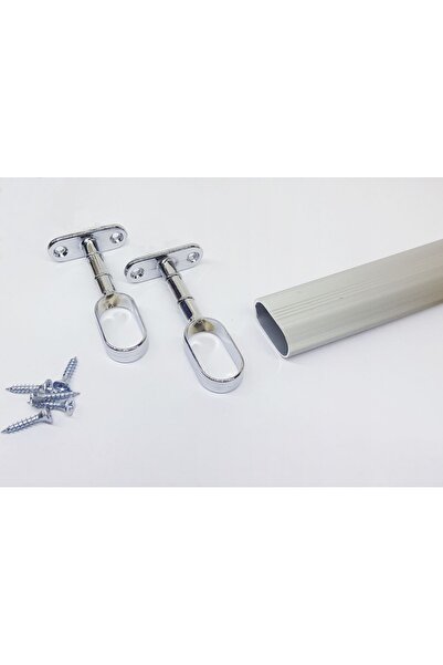 Şahin Gardırop Elbise Askı Borusu Alüminyum Dolap Borusu 1 Adet 70 Cm Ve 2 Adet Başlık