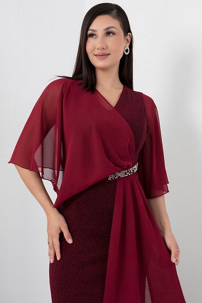 PULLIMM Rochie de seara cu decolteu in V din sifon si piatra AP-075