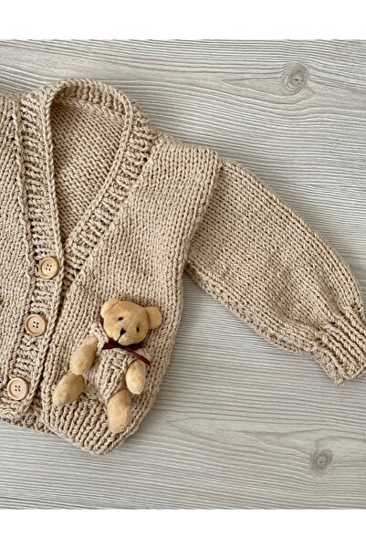 Hobihanem Tuhafiye Hand Knitted Baby Cardigan with Toys