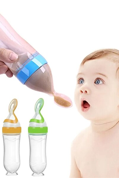 COZY SENSE Kaşıklı Ek Gıda Biberonu Renkli Bebek Biberonu Çorba Meyve Gıda Ta...