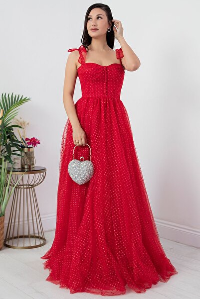 PULLIMM Askılı Simli Tül Elbise ECR5331