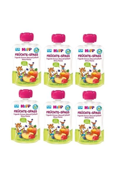 Hipp Organik Orman Meyveli Şeftalili Elma Püresi 90gr X 6 Adet