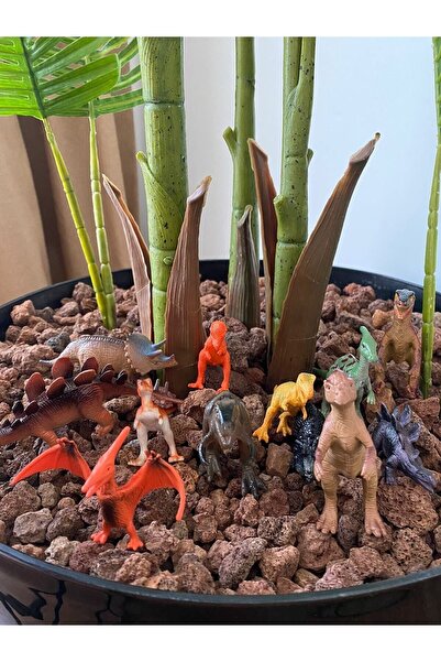 u-toys Dinazor Hayvan Seti 12 Dinazor 2 Tas 2 Agac Komple Kaliteli Set