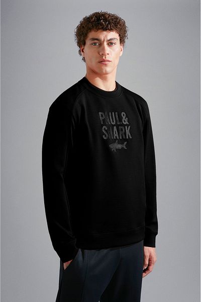 PAUL&SHARK Men's Black Sweatshirt - Cotton, Long Sleeve, Daily Use, Woven - 14311890 -011