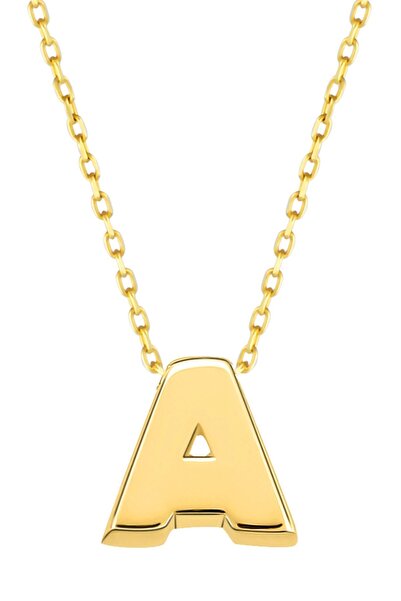MOOM MÜCEVHERAT 14 Ayar 3 Boyutlu A Harfi Zincirli Kolye