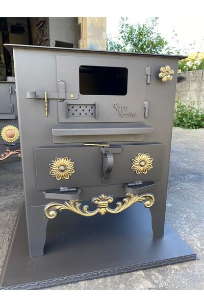 KAAN KUZİNE Izgaralı Kuzine Camlı Şömineli Fırınlı Soba